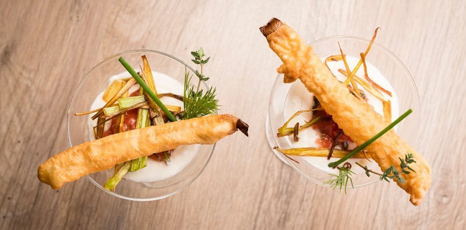 Mousseline de blanc de poireaux et son tempura de poireaux – - Recette