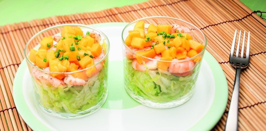 Salade de crevettes au Thé Pêche et Mangue – - Recette