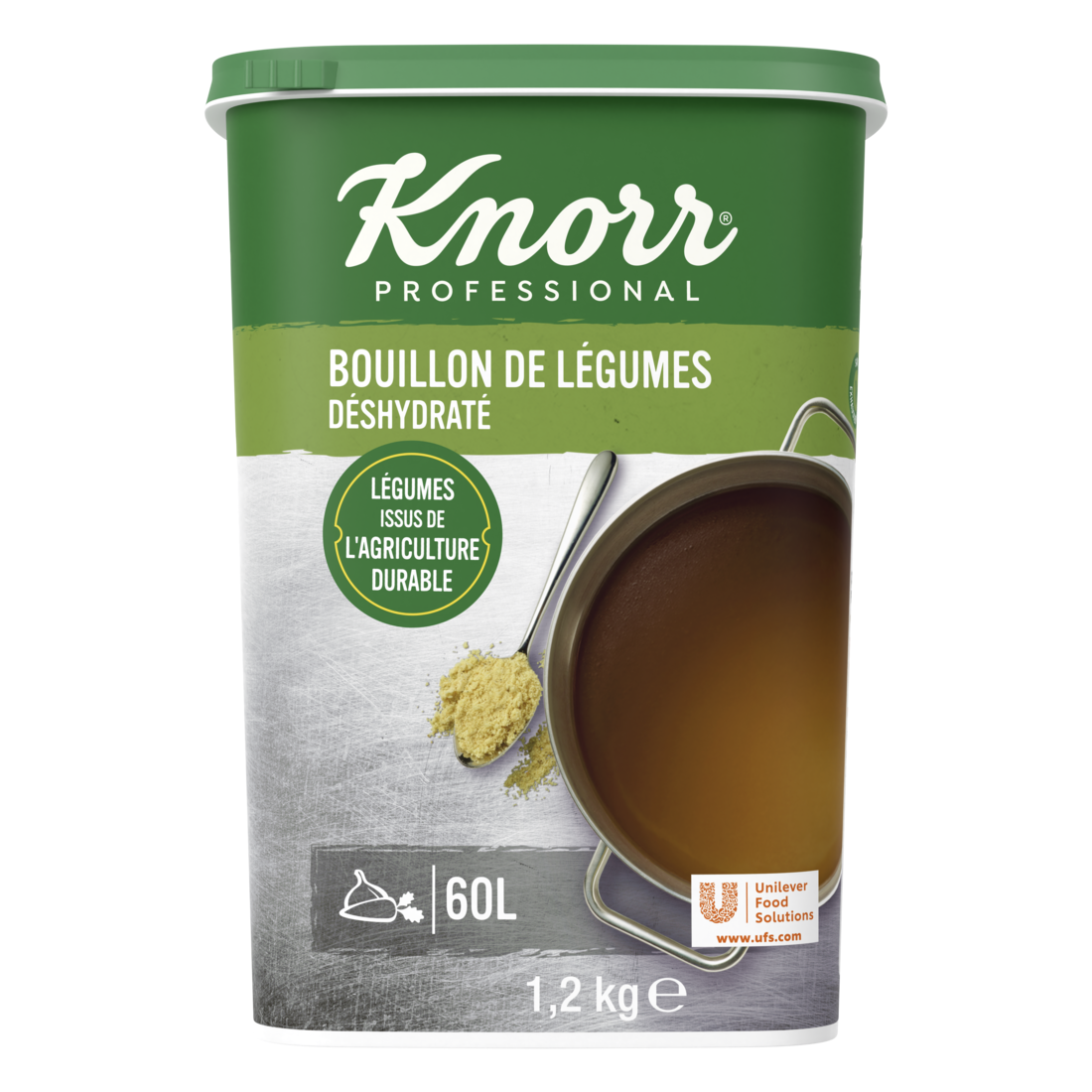 Knorr Bouillon de Légumes Déshydraté 1,2 Kg jusqu’à 60 L - Nouvelle recette avec plus de légumes!